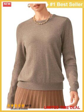 100% Pure Cashmere Crewneck Sweater Long Sleeve Pullover
